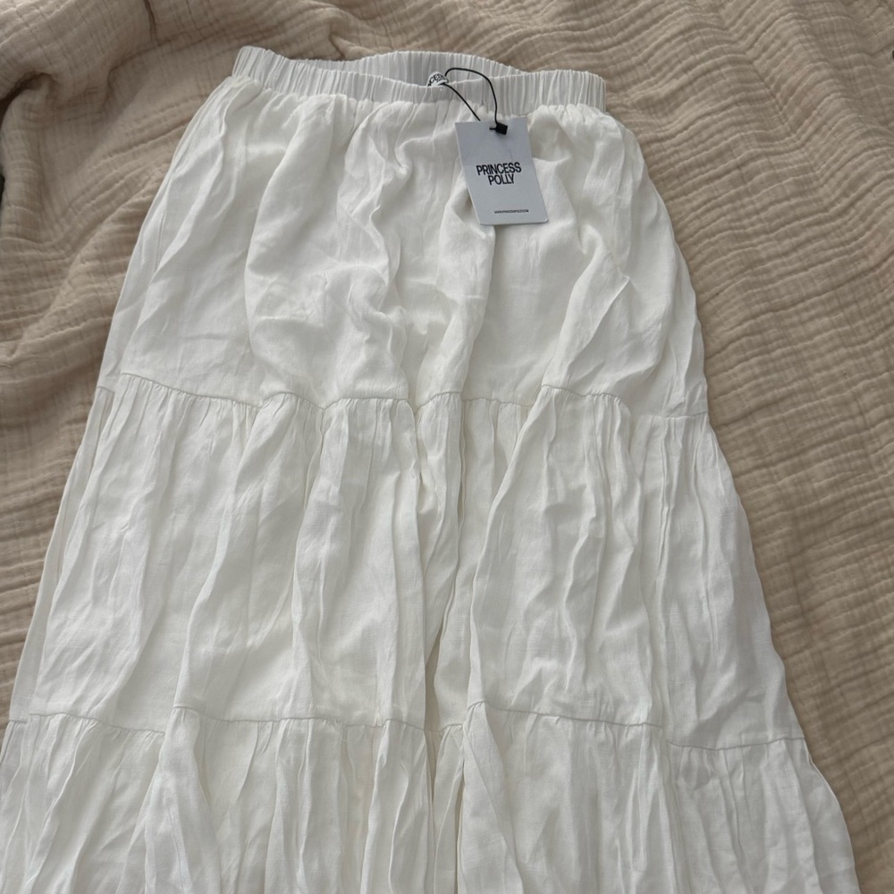 Princess Polly White Tiered Maxi Skirt